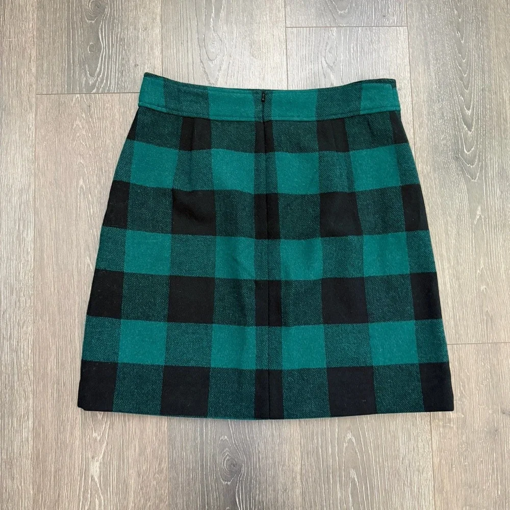 J Crew Buffalo Check Plaid Wool Blend Mini A-Line Skirt 6 Prep Academia Goth NWT